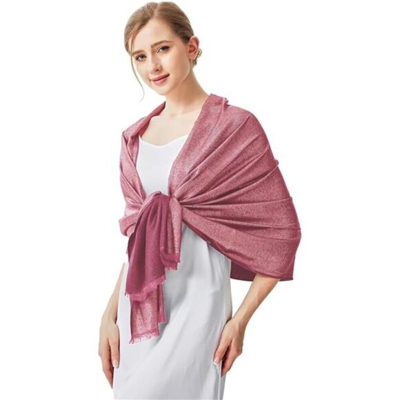 Sparkling Metallic Shawl Wraps Scarf Red - Picture 6 of 6